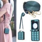 For Samsung Galaxy Z Flip7 Square-shaped Crossbody Lanyard Leather Phone Case(Green) - 1