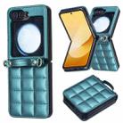 For Samsung Galaxy Z Flip7 Square-shaped Crossbody Lanyard Leather Phone Case(Green) - 2