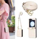 For Samsung Galaxy Z Flip7 Square-shaped Crossbody Lanyard Leather Phone Case(Beige) - 1