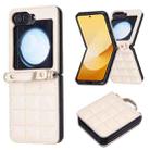 For Samsung Galaxy Z Flip7 Square-shaped Crossbody Lanyard Leather Phone Case(Beige) - 2
