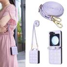 For Samsung Galaxy Z Flip7 Square-shaped Crossbody Lanyard Leather Phone Case(Purple) - 1