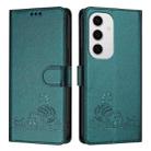 For Samsung Galaxy S24 FE 5G Cat Rat Embossed RFID Leather Phone Case with Lanyard(Peacock Green) - 2