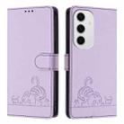 For Samsung Galaxy S24 FE 5G Cat Rat Embossed RFID Leather Phone Case with Lanyard(Purple) - 2