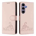 For Samsung Galaxy S25 5G Cat Rat Embossed RFID Leather Phone Case with Lanyard(Pink) - 2