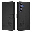 For Samsung Galaxy S25 5G Cat Rat Embossed RFID Leather Phone Case with Lanyard(Black) - 2