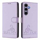 For Samsung Galaxy S25 5G Cat Rat Embossed RFID Leather Phone Case with Lanyard(Purple) - 2