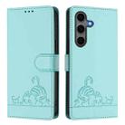 For Samsung Galaxy S25+ 5G Cat Rat Embossed RFID Leather Phone Case with Lanyard(Mint Green) - 2