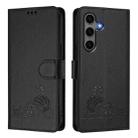 For Samsung Galaxy S25+ 5G Cat Rat Embossed RFID Leather Phone Case with Lanyard(Black) - 2