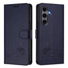 For Samsung Galaxy S25+ 5G Cat Rat Embossed RFID Leather Phone Case with Lanyard(Blue) - 2