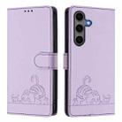 For Samsung Galaxy S25+ 5G Cat Rat Embossed RFID Leather Phone Case with Lanyard(Purple) - 2