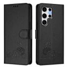 For Samsung Galaxy S25 Ultra 5G Cat Rat Embossed RFID Leather Phone Case with Lanyard(Black) - 2