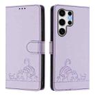 For Samsung Galaxy S25 Ultra 5G Cat Rat Embossed RFID Leather Phone Case with Lanyard(Purple) - 2