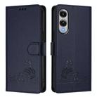 For Samsung Galaxy S25 Edge 5G Cat Rat Embossed RFID Leather Phone Case with Lanyard(Blue) - 2