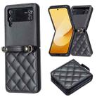 For Samsung Galaxy Z Flip4 Rhombus-shaped Crossbody Lanyard Leather Phone Case(Black) - 2