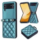 For Samsung Galaxy Z Flip4 Rhombus-shaped Crossbody Lanyard Leather Phone Case(Green) - 2