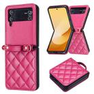 For Samsung Galaxy Z Flip4 Rhombus-shaped Crossbody Lanyard Leather Phone Case(Rose Red) - 2