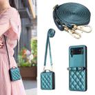 For Samsung Galaxy Z Flip3 Rhombus-shaped Crossbody Lanyard Leather Phone Case(Green) - 1
