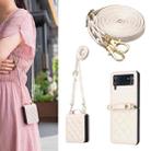 For Samsung Galaxy Z Flip3 Rhombus-shaped Crossbody Lanyard Leather Phone Case(Beige) - 1