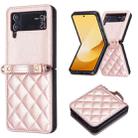 For Samsung Galaxy Z Flip3 Rhombus-shaped Crossbody Lanyard Leather Phone Case(Rose Gold) - 2