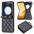 For Samsung Galaxy Z Flip7 Rhombus-shaped Crossbody Lanyard Leather Phone Case(Black) - 2
