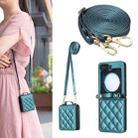 For Samsung Galaxy Z Flip7 Rhombus-shaped Crossbody Lanyard Leather Phone Case(Green) - 1