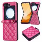 For Samsung Galaxy Z Flip7 Rhombus-shaped Crossbody Lanyard Leather Phone Case(Rose Red) - 2