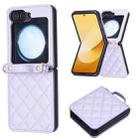 For Samsung Galaxy Z Flip7 Rhombus-shaped Crossbody Lanyard Leather Phone Case(Purple) - 2