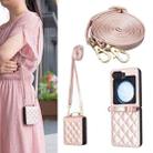 For Samsung Galaxy Z Flip7 Rhombus-shaped Crossbody Lanyard Leather Phone Case(Rose Gold) - 1