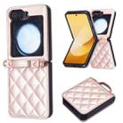 For Samsung Galaxy Z Flip7 Rhombus-shaped Crossbody Lanyard Leather Phone Case(Rose Gold) - 2