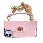 For iPhone 11 Creative Solid Color Handheld Leather Case with Wallet & Chain(Pink) - 1