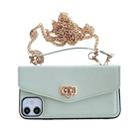 For iPhone 11 Creative Solid Color Handheld Leather Case with Wallet & Chain(Light Green) - 1