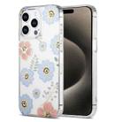 For iPhone 15 Pro Max Dual-side Laminating IMD PC Hybrid TPU Phone Case(Blue Flower) - 1