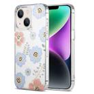 For iPhone 14 Dual-side Laminating IMD PC Hybrid TPU Phone Case(Blue Flower) - 1