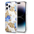 For iPhone 14 Pro Dual-side Laminating IMD PC Hybrid TPU Phone Case(Blue Peony) - 1