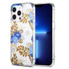 For iPhone 13 Pro Dual-side Laminating IMD PC Hybrid TPU Phone Case(Blue Peony) - 1