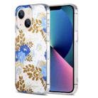 For iPhone 13 Dual-side Laminating IMD PC Hybrid TPU Phone Case(Blue Peony) - 1