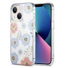 For iPhone 13 Dual-side Laminating IMD PC Hybrid TPU Phone Case(Blue Flower) - 1