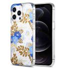 For iPhone 12 Pro Dual-side Laminating IMD PC Hybrid TPU Phone Case(Blue Peony) - 1