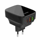 LDNIO Q334 32W Type-C + Dual USB Port Charger with 1m Micro USB Data Cable, Plug Type:EU Plug(Black) - 1