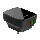 LDNIO Q334 32W Type-C + Dual USB Port Charger with 1m Micro USB Data Cable, Plug Type:US Plug(Black) - 1