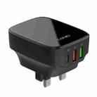 LDNIO Q334 32W Type-C + Dual USB Port Charger with 1m 8 Pin Data Cable, Plug Type:UK Plug(Black) - 1