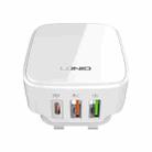 LDNIO Q334 32W Type-C + Dual USB Port Charger with 1m 8 Pin Data Cable, Plug Type:UK Plug(White) - 2