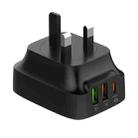 LDNIO Q334 32W Type-C + Dual USB Port Charger with 1m USB-C / Type-C Data Cable, Plug Type:UK Plug(Black) - 3