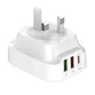 LDNIO Q334 32W Type-C + Dual USB Port Charger with 1m USB-C / Type-C Data Cable, Plug Type:UK Plug(White) - 3