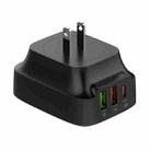 LDNIO Q334 32W Type-C + Dual USB Port Charger with 1m USB-C / Type-C Data Cable, Plug Type:US Plug(Black) - 3