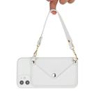 For iPhone 11 Pro Solid Color PU + TPU Handheld Protective Case with Wallet & Lanyard(White) - 1