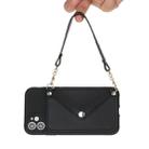 For iPhone 11 Solid Color PU + TPU Handheld Protective Case with Wallet & Lanyard(Black) - 1