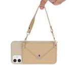 For iPhone 11 Solid Color PU + TPU Handheld Protective Case with Wallet & Lanyard(Khaki) - 1