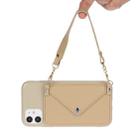 For iPhone 11 Pro Max Solid Color PU + TPU Handheld Protective Case with Wallet & Lanyard(Khaki) - 1