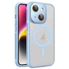 For iPhone 14 Plus Hardware Side Cooling Skin Feel Frosted MagSafe Magnetic Phone Case with Lens Film(Sky Blue) - 1